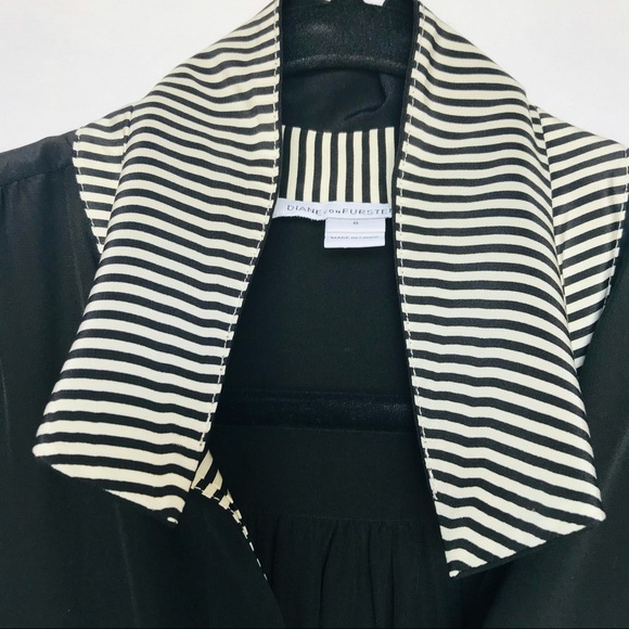 Diane Von Furstenberg DVF Black Collar Lorelei Long Sleeve Button Up Silk Blouse - Picture 4 of 15